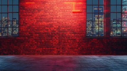 Wall Mural - 3D rendering of a red brick wall set against a historical city backdrop