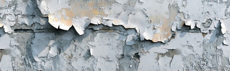 Poster - 3D rendering of a concrete wall with peeling old paint on both exterior and interior surfaces