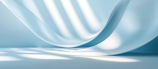 Poster - 3D rendering of a minimalistic abstract light blue background suitable for product presentation featuring shadows and light effects