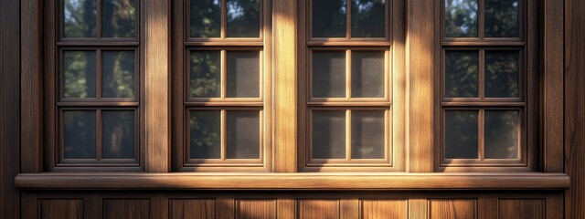 Poster - 3D rendering of a wooden window frame