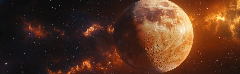 Aufkleber - Crescent moon and Jupiter depicted in 3D cartoon rendering