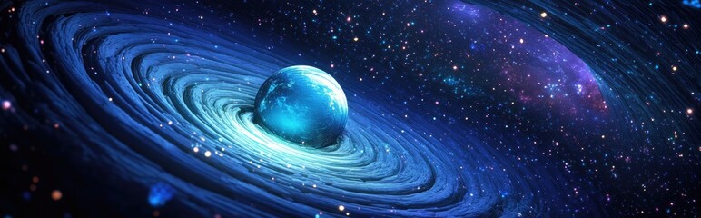 Aufkleber - Space vortex background featuring a 3D cartoon rendered circular ball