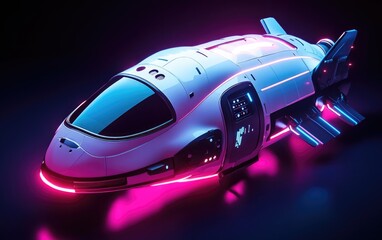 Aufkleber - 3D cartoon rendering of a spacefaring Crew Dragon spacecraft designed for transporting up to 7 passengers to and from Earth orbit and beyond