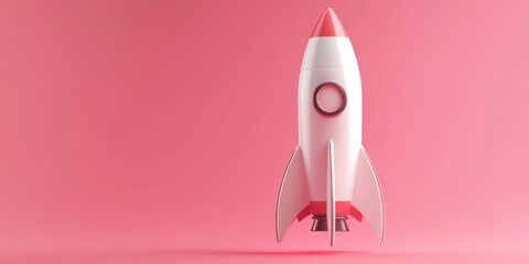 Aufkleber - Illustration of an isolated rocket with an icon in a 3D cartoon rendering