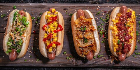 Poster - Savory Hot Dogs Coated in Crusty Flour with Golden Fried Potatoes and Bacon