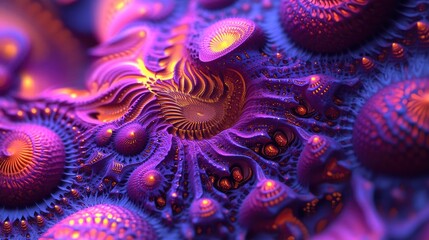 Poster - Vibrant and intricate fractal design Abstract shapes in a mesmerizing 3D rendering perfect for backgrounds or wallpapers