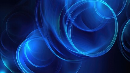Aufkleber - vibrant blue circular shapes on a digital abstract background