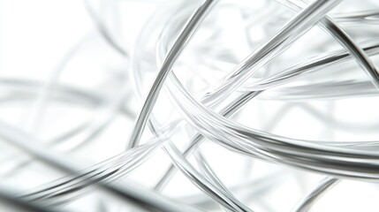 Poster - Elegant abstract wires set against a white backdrop Contemporary tech background featuring a futuristic design element 3D rendered image on a clean white surface