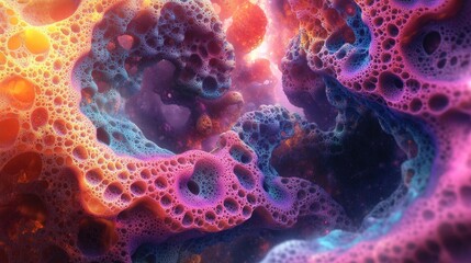 Poster - Vibrant and chaotic fractal design featuring abstract shapes ideal for use as a background or wallpaper in 3D rendered illustrations
