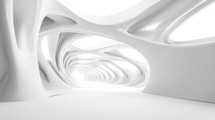 Poster - Modern White Background Abstract Architectural Concept 3D Rendering