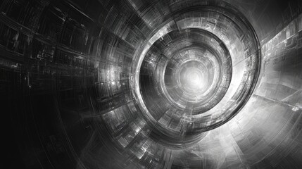 Poster - Monochrome abstract fractal illustration depicting future technology Design element suitable for book covers presentation layouts and page backgrounds in digital collage style Raster clip art