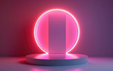 Poster - Minimalist round podium with a 3D rendered abstract background composition featuring a geometric platform for product display Isolated on a white background with clipping