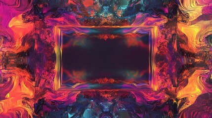 Poster - Rectangular frame featuring a vibrant abstract design showcasing an empty center for customization