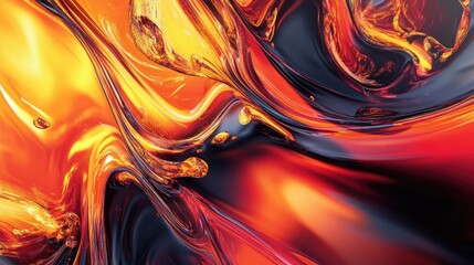 Poster - Vibrant abstract backdrop with fiery elements created through 3D digital generation