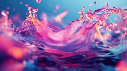 Poster - Fluid splash in a dynamic 3D illustration showcasing vibrant colors and realistic textures