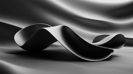 Wall Mural - Twisted object in grayscale with a simple 3D abstract background 3D rendering technique used