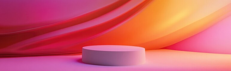 Poster - Minimalist abstract backdrop with pedestal 3D illustration and rendering