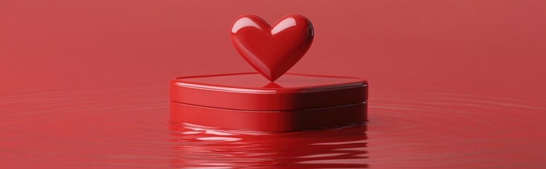 Poster - Red heart box in a red environment 3D rendering