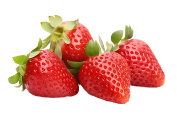 Fresh Whole and Cut Strawberries on White Background