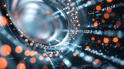 Poster - Dynamic technology-themed background featuring a swirl of light particles and futuristic shapes, ideal for conveying innovation and modernity.