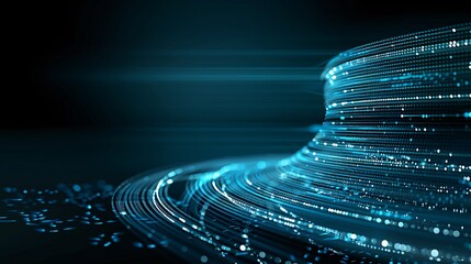 Poster - abstract futuristic background with a swirl of digital data streams and light particles, symbolizing
