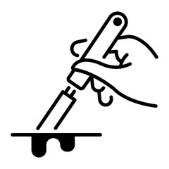 Poster - Hand holding scalpel icon in line style 