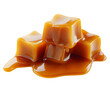© Daniel - Caramel candies and caramel sauce isolated.