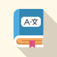 Poster - blue dictionary translating from english alphabet to foreign language with bookmark for studying
