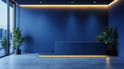 Wall Mural - Blue Office Reception.