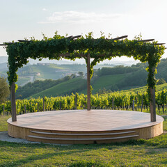 Canvas Print - Wooden Stage in Vineyard.