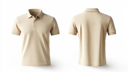 Sticker - Beige Polo Shirt Front and Back View Generative AI