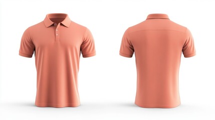 Canvas Print - Orange Polo Shirt Mockup Front and Back View Generative AI