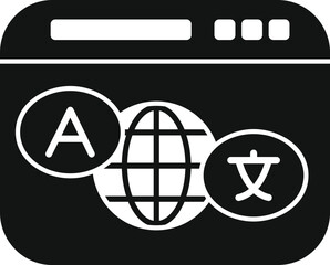 Poster - simple vector representing the concept of global communication and online language learning, perfect