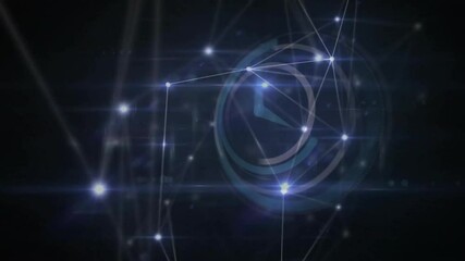 Poster - Network of connections and data processing animation over dark background