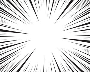 Poster - Manga comic explosion, motion or movement effect, vector background. Manga anime cartoon radial speed lines and abstract pattern for comic book burst, flash ray or explode bang action