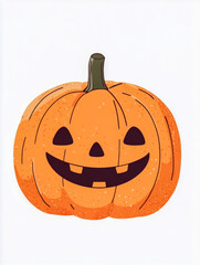 Wall Mural - halloween cute pumpkin with a scary face art illustration