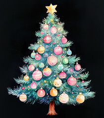 Sticker - Watercolor Christmas Tree.