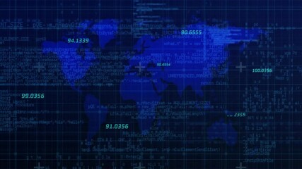 Aufkleber - World map with coordinates and data processing animation