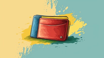 wallet icon flat design side view personal finance theme water color triadic color scheme