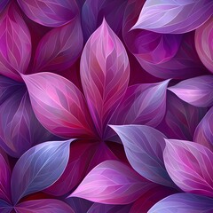 Wall Mural - Vibrant purple and pink leaves creating a lush abstract pattern.