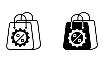 shopping bag with discount percentage icon vector