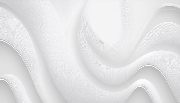 Abstract white wave background. 3d white background with white curved wavy sparkle with copy space for text. Three-dimensional wave and white background