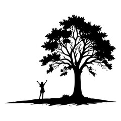 Wall Mural - A tree vector silhouette, black color silhouette isolated white background