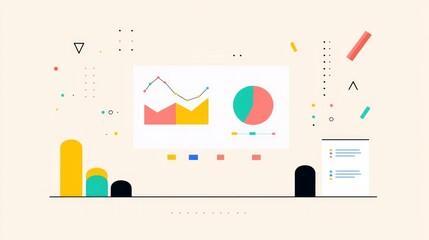 Wall Mural - Colorful infographic with charts, diagrams, and data visualizations.