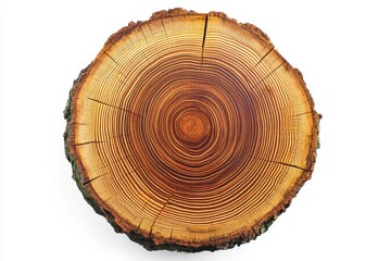 A cross-section of a tree trunk showcasing growth rings and natural wood texture.