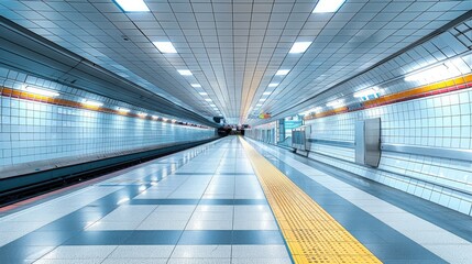 Aufkleber - Bright and tidy subway station. Generative AI.