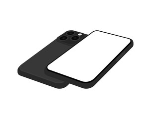 Poster - High-Quality Realistic Smartphone Mockup | 3D Mobile Phone Vector - Device Top, Side, Perspective View, and Screen Facing Up on White Background for UI and UX Presentation