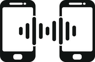 Poster - Simple icon of two smartphones exchanging data using sound waves