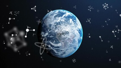 Wall Mural - Rotating Earth animation with clouds and continents visible from space