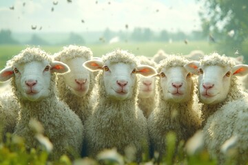 Canvas Print - Fluffy Sheep in a Field